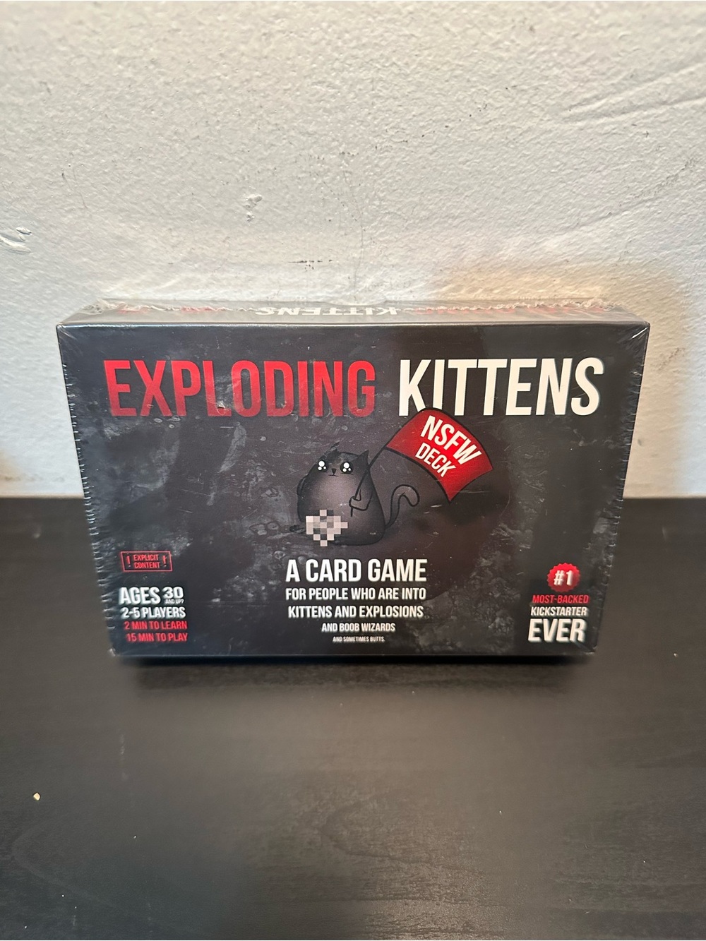 NEW Exploding Kittens NSFW Deck Card Game - Black & Red Unopened